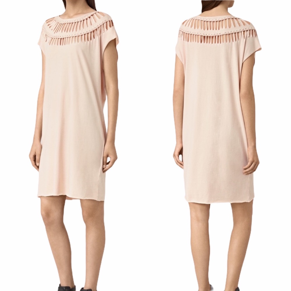 All Saints Slash Tee Dress in Pink